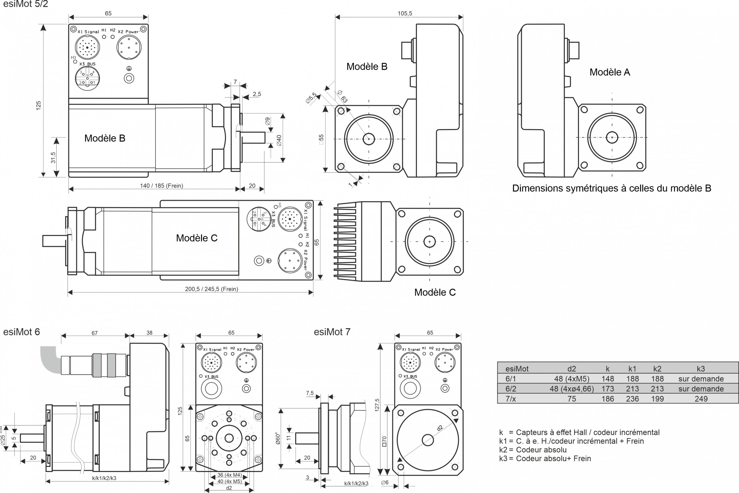 Maßzeichnung esiMot 5,6,7 FR