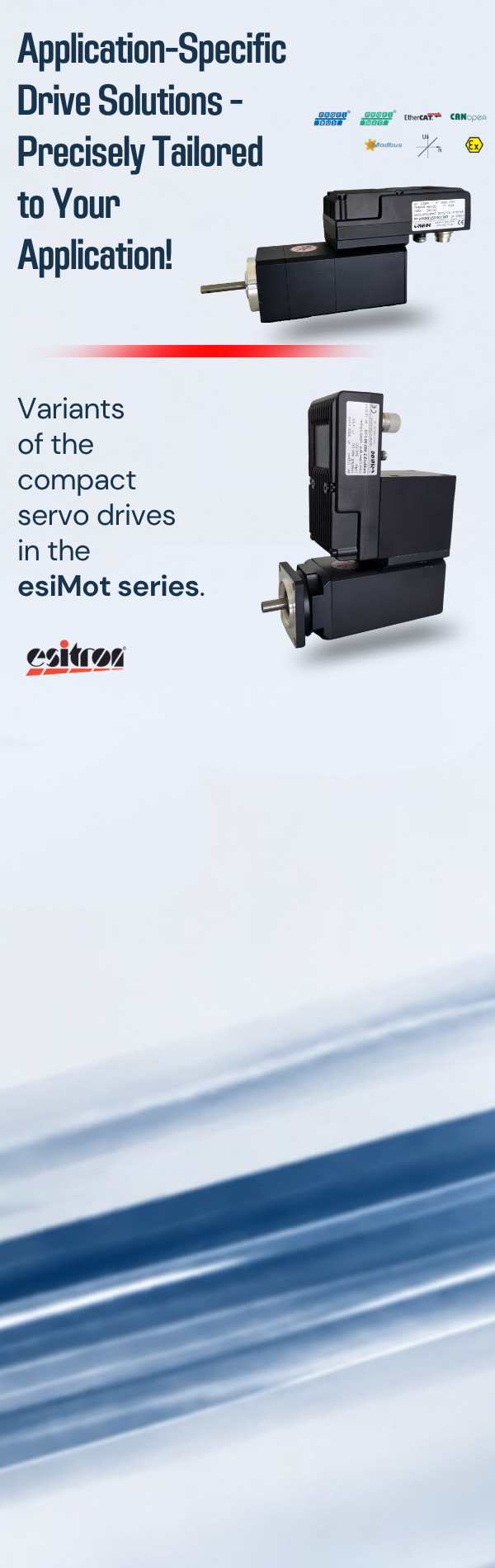 Variants of the esiMot Series esitron Compact Servo Drives (600 x 1900 px)